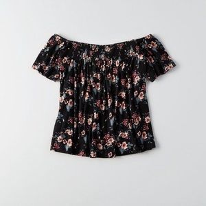 American Eagle Floral Off The Should Top